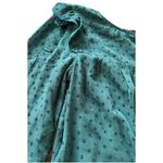 Crystal Doll Women’s Sheer Green Dress Pop Corn Textured Mock Neck Cape Sleeve Tiered Sz M Photo 6