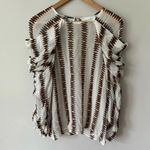 MUNTHE Envy Frill Print Ruffle Blouse Size 34 or US 4 White Photo 3