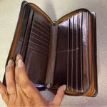 Melie Bianco  Brown Patent Vegan Preppy Minimalist Quiet Luxury Clutch Bag Photo 3