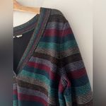 Moth Anthropologie XS Mulah Lurex Stripe Colorful V Neck Sweater Tinfoil Shimmer Size M Photo 6