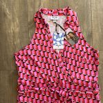 Diane Von Furstenberg NWT  Collared Sleeveless Pink‎ Geo Jumpsuit Size XL Summer Photo 5