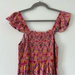 Carly Jean Los Angeles Pink Red Boho Sleeveless Smocked Tiered Maxi Dress L Photo 2