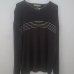 Naturalife Brown Striped Vneck Sweater Size L Photo 0
