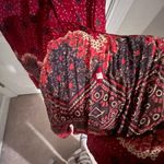 Vintage Red Patterned Boho Maxi Dress with Tie at Waist Size L Size L Photo 6