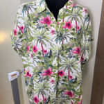 Tommy Bahama  100% Linen Button Down Floral Hawaiian Hibiscus Print Blouse Summer Photo 0