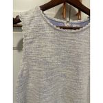 J. Crew Textured Knit cottage core Top Blue White Scalloped Trim Women's XL Photo 1