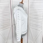 Boston Proper Velour Rhinestones Hoodie Sweater White XS Sweatshirt Top Photo 3