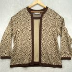 Cathy Daniels C.D. Daniels Open Front Cardigan Leaf Print Knit Sweater Jacket 1X Photo 0