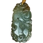 Jade double sided pendant Necklace Carved Amulet Adjustable‎ Unique Jewelry Green Photo 2