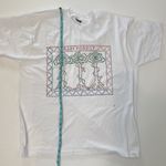 Hand Designed Vintage Rainforest Design Puffy Paint White Cotton Stretch T Photo 7