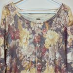 Free People  | Flower Bomb Scoop Neck Knit Sweater in Paste Cream/Lilac Sz Small Photo 4