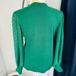 CeCe Clip Dot Sleeve Sweater, Holiday Christmas Party Top, Green, Size Small NWT Photo 9