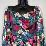 Revolve Rococo Sand Tallia Velvet Floral Ruched Mini Dress in Deep Green Size M‎ Size M Photo 2