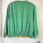 GALINDA Wang 100% Silk Reversible Jacket Green & Mixed Print EUC SZ L Pockets Size L Photo 3