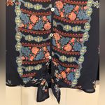 West Kei Floral Navy Blouse with Tie Front Photo 3