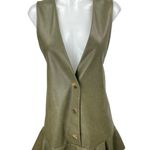 ZARA NEW Green Faux Leather Vegan Sleeveless Ruffle Blazer Mini Dress Size S Photo 0