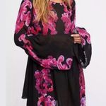 Free People EUC Symphony Bell Sleeve Dress / Tunic Top Black Floral Generous XS Photo 0