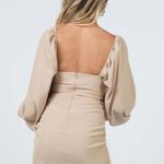 Princess Polly  Lillie Long Sleeve Mini Dress Beige Photo 2
