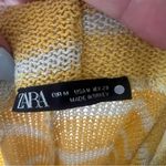 ZARA  striped knit wide leg pants Yellow‎ white Womens SIZE MEDIUM casual coastal Photo 2