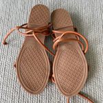 Shoeland Cognac Tan Brown Minimalist Strappy Ankle Wrap Sandals Size 9 Photo 2