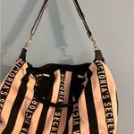 Victoria’s Secret light pink and black classic striped tote/duffle bag Photo 1