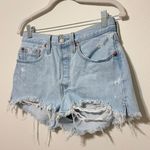 Levi's Levi’s 501 Light Wash Denim Shorts Size 26 Button Fly Distressed Cutout Photo 5