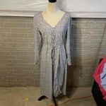 Missguided White Sprinkle Print Half Button Long Sleeve Midi Tea Dress Large Photo 3