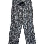 PINK - Victoria's Secret PINK Victoria’s Secret 100% Cotton Gray Black Logo Wide Leg Pajama Pants Photo 0