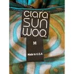 Clara Sun Woo Dress Womens Medium Teal Jersey Knit Faux Wrap Draped Sheath Blue Photo 8