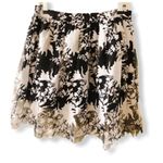 Piace Women’s Black and White Silk Skirt Lace Flowy Fun Midi SZ L Black Size L Photo 1