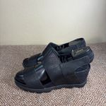 Sorel  Women's Joanie II Black Leather Slingback Wedge Sandals Size 10 Classic Photo 3