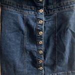 Girlish Brand Womens Juniors Dark Wash Blue Denim Mini Dress M Off The Shoulders Size M Photo 2