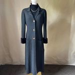 Vintage Fathi Due Paris Pure Cashmere Coatigan S/M Gray Fur Cuff Long Maxi Coat Photo 2
