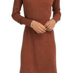 prAna  Sonatina Sweater Wrap Dress Organic Cotton Knit Knee Length A Line Brown M Photo 0