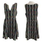 Slate + Willow Classic Plaid Green w/ Neon Stripe Accents Tweed Sleeveless Dress Photo 1