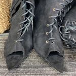 Fashion to figure FTF Nadia Black Faux Suede Lace Up Thigh High Heel Boots 11 Wide Photo 4