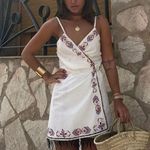 ZARA dress mini summer boho embroidered fringe cotton tribal Aztec wrap Photo 6