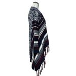 Hooked Up Flyaway Cardigan Small Indigo Red Striped Tassels Knit Long Sleeve M Size M Photo 3