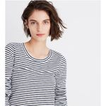 Madewell NWT  ‎ Sound Ribbed Crewneck Tee in Kramer Stripe- L Photo 1