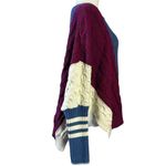 Maeve Anthropologie  Oversized Stripe Sleeve Cable Knit Sweater Color Block Large Photo 7