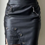 Jamie Sadock Black Faux Leather Edgy Golf Skirt Punk Retro Funky Size 8 Medium Photo 0