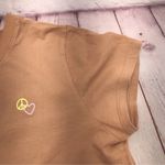 Wild Fable Crew Neck SS Embroidered T-Shirt Light Brown 100% Cotton Size Small Photo 5