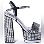 AZALEA WANG CATRIONA CHUNKY EMBELLISHED SANDAL IN SILVER Black Size 9 Photo 8