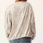ZARA NWT Sequin Bomber Jacket Silver Size Small Photo 2