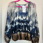 Misook NWT Exclusively  Chiffon Boho Tie Dye Balloon Sleeve SAMPLE Blouse XS Photo 1