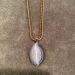 #404 Boutique Gold and Blue Pendant Necklace Photo 4