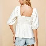 Cotton Candy LA  NWT White Puff Sleeve Peasant Blouse Top Photo 1