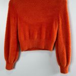 Aritzia Sunday Best Kitten Sweater XS Orange Fuzzy Cropped Long Sleeve Pullover Photo 6