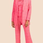 Trina Turk 💕💕 Caleta Top ~ Windowpane Tropical Suiting Candy Pink Medium M NWOT Photo 10
