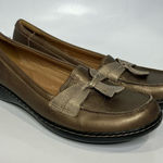 Clarks Ashland bubble loafers gold bronze leather size 12 Photo 0